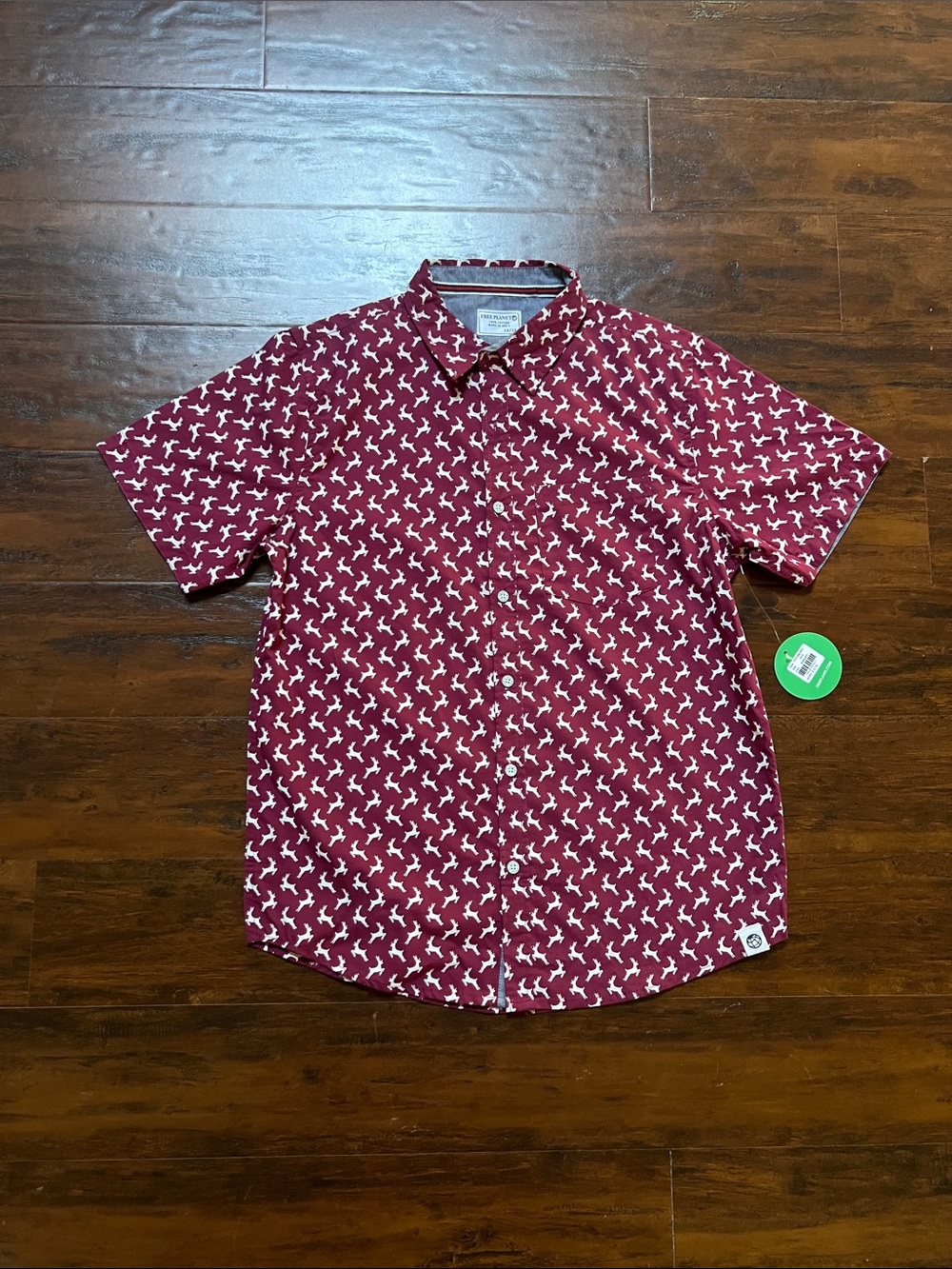 NWT Free Planet Short Sleeve Burgundy Button-Up Boys 14/16